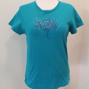 The North Face Teal Cotton Tree and Birds Tee Large